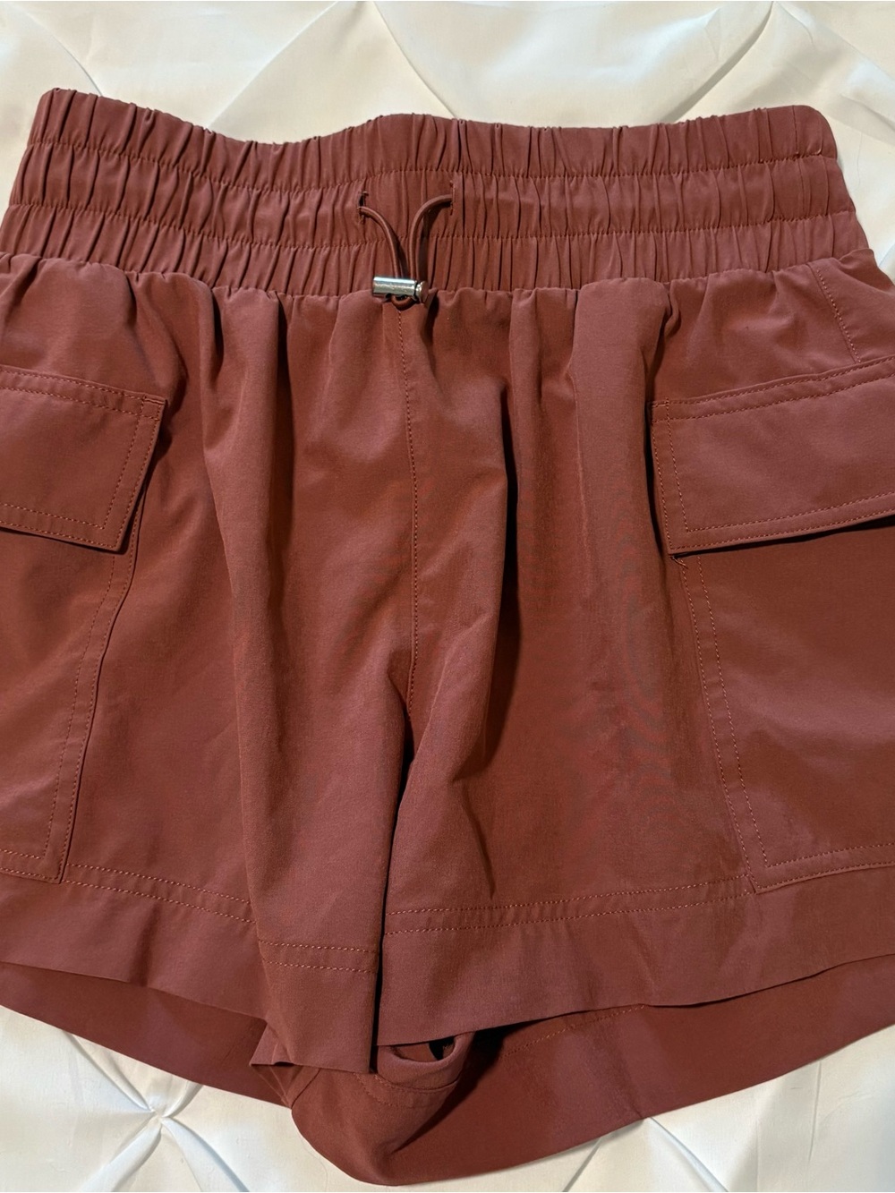 Abercrombie & Fitch High Rise Cargo Pocket Shorts, Terracotta Mauve, Size Small